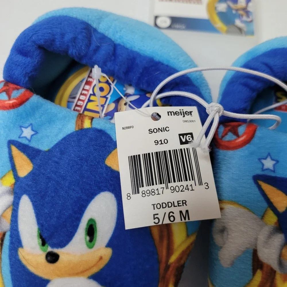 Sonic The‎ Hedgehog Toddler Boys Blue Plush Slipper Shoes Size 5/6 NEW